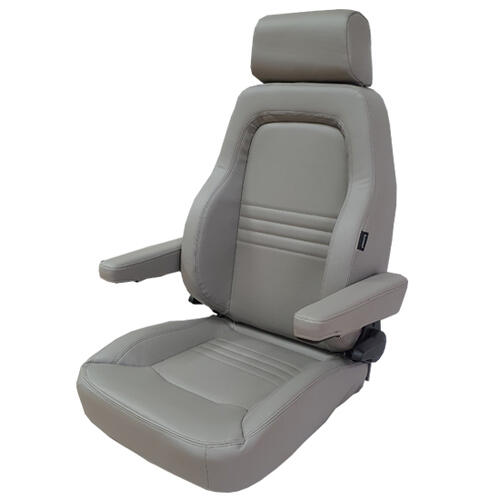 Autotechnica Seat - Sports Seat Black Pu Leather With Head Rest, Heated, Low Base With Arm Rest
