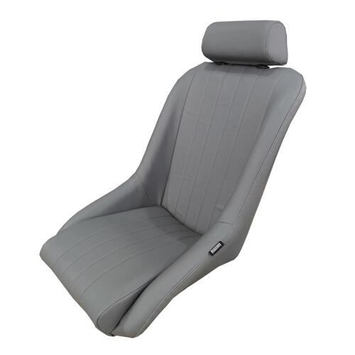 Autotechnica Seat - Classic Low Back Grey Pu Leather With Headrest