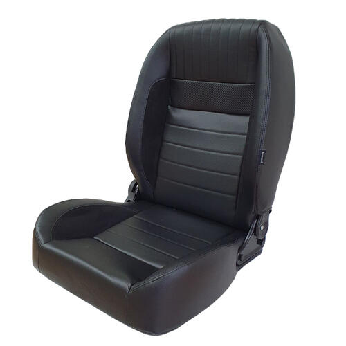 Autotechnica Seat - Sport Seat Retro Low Back Classic. All Black, Sold As A Pair