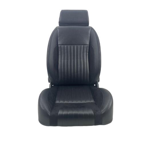 Autotechnica Seat - Sport Seat Retro Low Back Classic With Headrest All Black, Sold As A Single