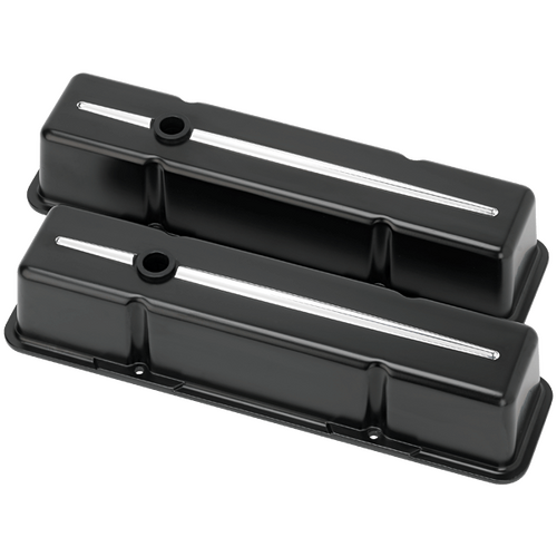Billet Specialties Valve Cover Chevy SB Tl Steeringeamline Black/Polished