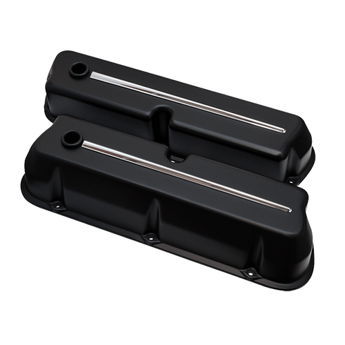 Billet Specialties Valve Cover Ford SB Tl Steeringeamline Black/Polished