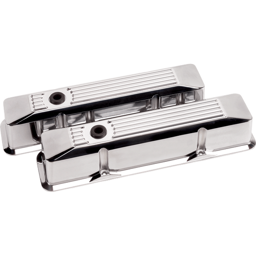 Billet Specialties Valve Cover Chevy SB Tl Ribbed Polished