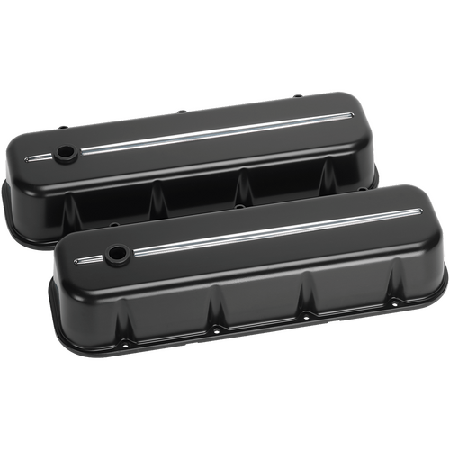 Billet Specialties Valve Cover Chevy BB Tl Steeringeamline Black/Polished