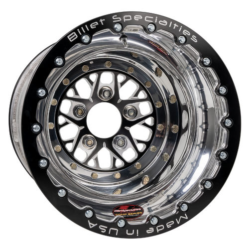 Billet Specialties Comp 8 Double Beadlock Wheel, 15x15 in., 5x5 Bolt Pattern, 5 in. Backspace, Black