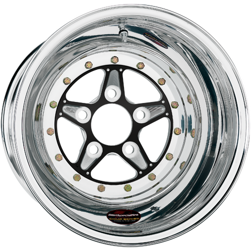 Billet Specialties Comp 5 Wheel, 15x16 in., 5x4.5 Bolt Pattern, 3 in. Backspace, Black