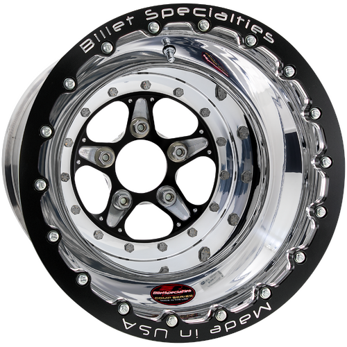 Billet Specialties Comp 5 Single Beadlock Wheel, 15x10 in., 5x4.5 Bolt Pattern, 6 in. Backspace, Bla