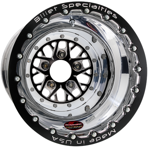 Billet Specialties Comp 8 Single Beadlock Wheel, 15x12 in., 5x4.5 Bolt Pattern, 5 in. Backspace, Bla