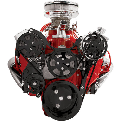 Billet Specialties Serpentine System Black Small Block Chevy No Power Steering With Air Conditioning