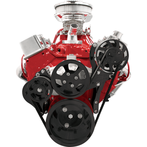 Billet Specialties Serpentine System Black Small Block Chevy No Power Steering No Air Conditioning