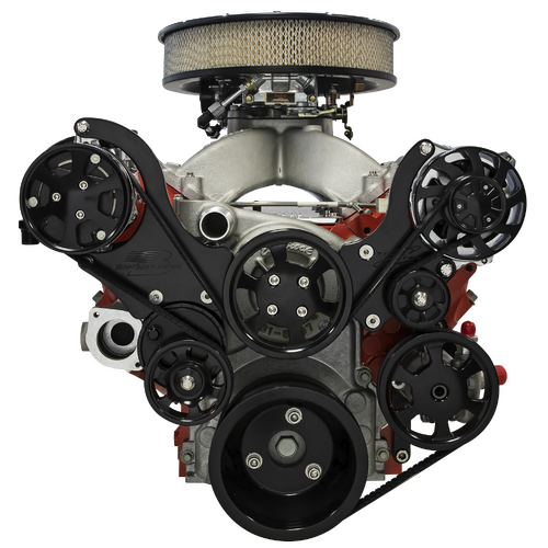 Billet Specialties Serpentine System Black LS1/2/3/6 Chevy Top Mount With Power Steering & Ac