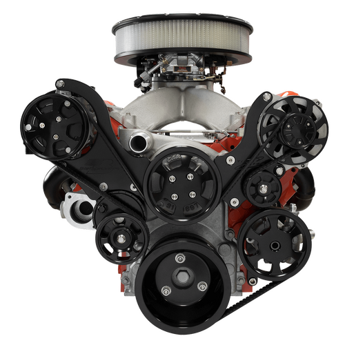 Billet Specialties Serpentine System Black LS1/2/3/6 Chevy Tp Mount With Power Steering & Ac Nat Fin