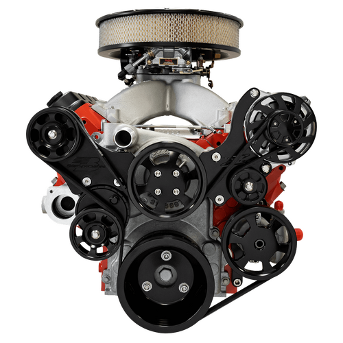 Billet Specialties Serpentine System Black LS1/2/3/6 Chevy Top Mount With Power Steering No Ac