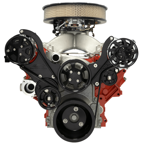 Billet Specialties Serpentine System Black LS1/2/3/6 Chevy Top Mount No Power Steering With Ac
