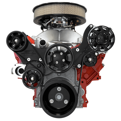 Billet Specialties Serpentine System Black Chevy LS7 Top Mount No Power Steering No Air Conditioning