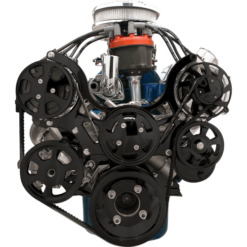 Billet Specialties Serpentine System Black Small Block Ford With Power Steering & Air Conditioning P