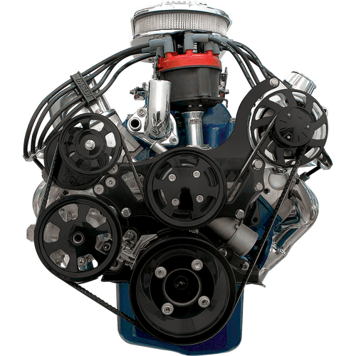 Billet Specialties Serpentine System Black Small Block Ford W Power Steering No Air Conditioning