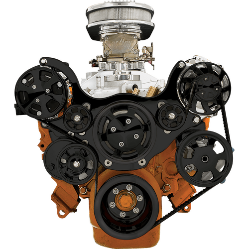 Billet Specialties Serpentine System Black SB Chrysler With Power Steering & Air Conditioning