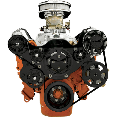 Billet Specialties Serpentine System Black SB Chrysler With Power Steering No Air Conditioning