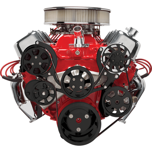 Billet Specialties Serpentine System Black Big Block Chevy With Power Steering & Air Conditioning Pr