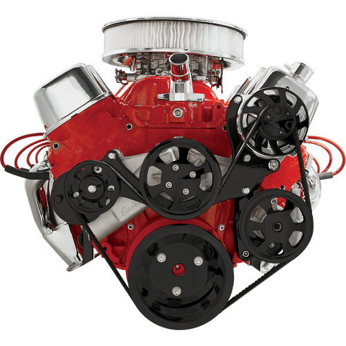 Billet Specialties Serpentine System Black Big Block Chevy With Power Steering No Air Conditioning