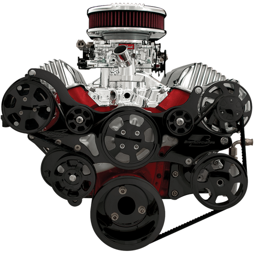 Billet Specialties Serpentine System Black 348/409 Chevy With Power Steering With Air Conditioning P
