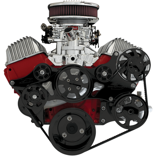 Billet Specialties Serpentine System Black 348/409 Chevy With Power Steering No Air Conditioning