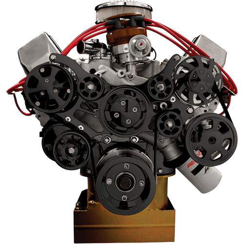 Billet Specialties Serpentine System Black BB Ford With Power Steering & Air Conditioning Premium +