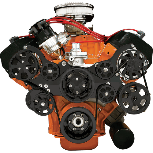 Billet Specialties Serpentine System Black Hemi With Power Steering & Air Conditioning Premium