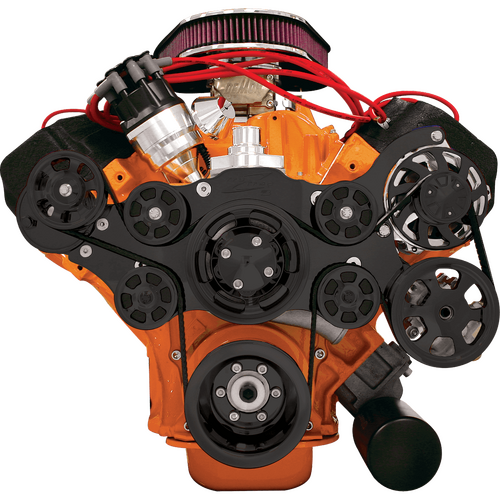 Billet Specialties Serpentine System Black Hemi With Power Steering No Air Conditioning
