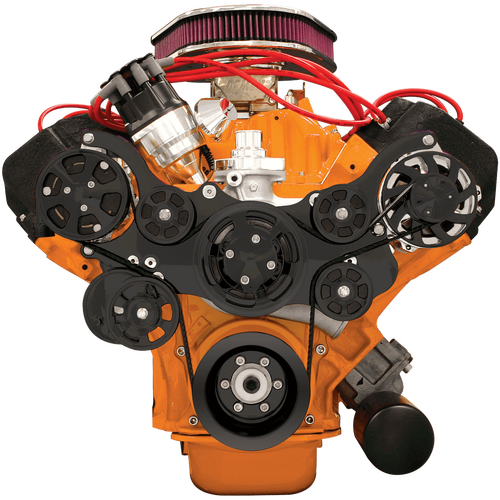 Billet Specialties Serpentine System Black Hemi No Power Steering With Air Conditioning
