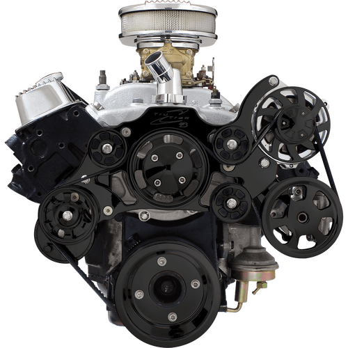 Billet Specialties Serpentine System Black Pontiac SB/BB With Power Steering No Air Conditioning