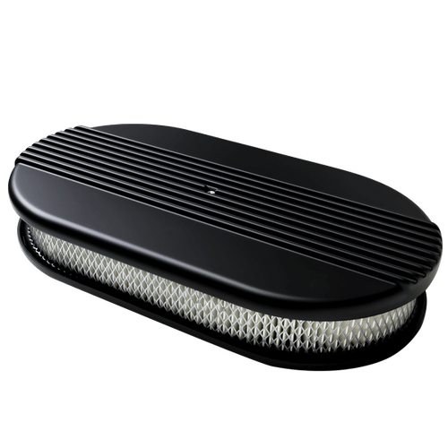 Billet Specialties Air Cleaner Lg Oval Ribbed Black