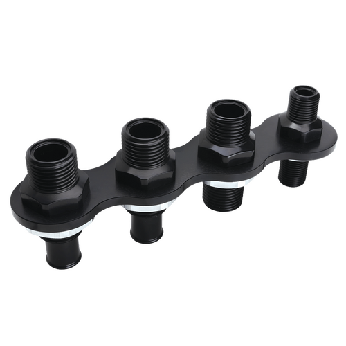 Billet Specialties Air Conditioning & Heat Bulkhead Inline Push-On 4 Port Black
