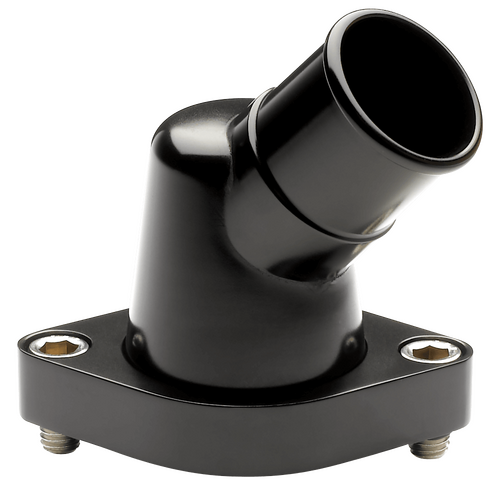 Billet Specialties T-Stat Hsg Black Swvl 45 Deg Chev Appl