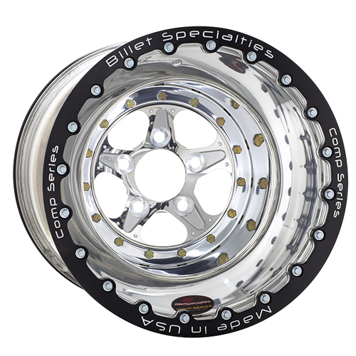 Billet Specialties Comp 5 Double Beadlock Wheel, 15x12 in., 5x4.5 Bolt Pattern, 2 in. Backspace, Pol