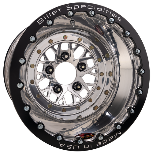Billet Specialties Comp 8 Double Beadlock Wheel, 15x12 in., 5x5 Bolt Pattern, 4 in. Backspace, Polis