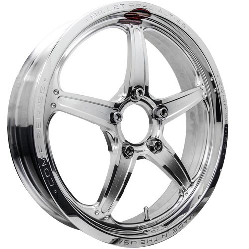 Billet Specialties Comp 5 One-Piece Wheel, 17x4.5 in., 5x4.75 Bolt Pattern, 2.75 in. Backspace, Poli