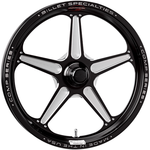 Billet Specialties Comp 5 One-Piece Wheel, 17x2.125 in., Spindle Mount, Anglia/Lamb, Black Anodized