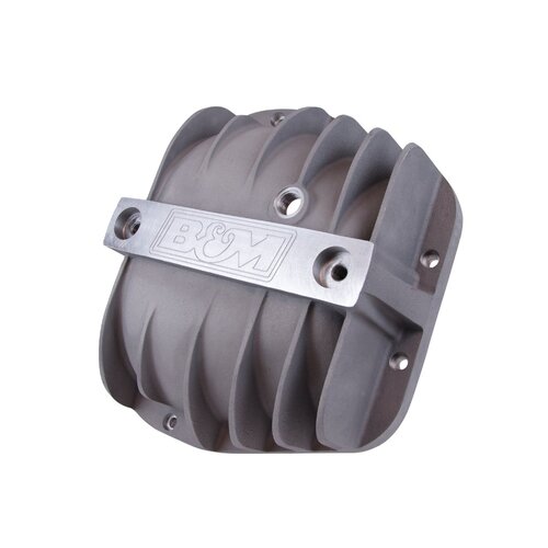 B&M Differential Cover, Aluminum, Natural, Finned, B&M Logo, Ford 9.75 in, 12-Bolt Cover, Each
