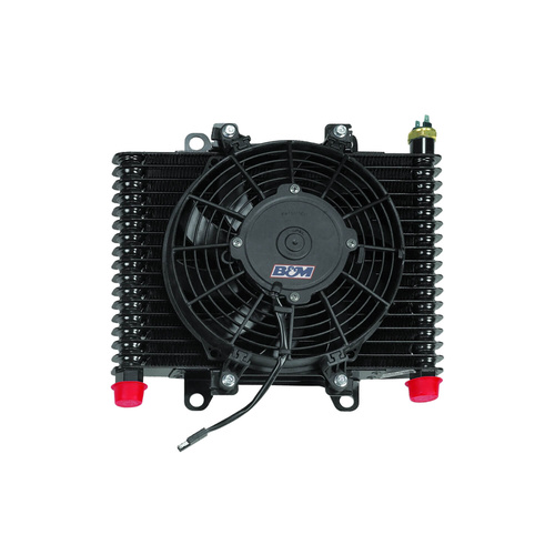 B&M Oil Cooler, Hi-Tek Supercooler with Fan, 13.5in. x 9in. x 3.5in. with a 9.5in. diameter fan.