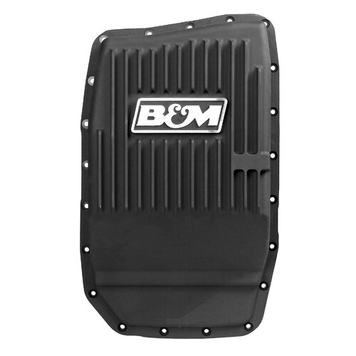 B&M Transmission Pan, Deep, Aluminum, Black anodized, Ford, 6R80, Each