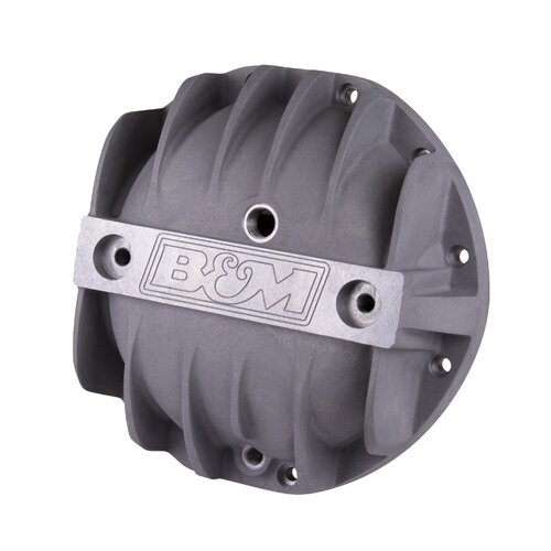 B&M Differential Cover, Aluminum, Natural, Finned, B&M Logo, GM 8.875 Passenger Car, 12-Bolt Cover, Each