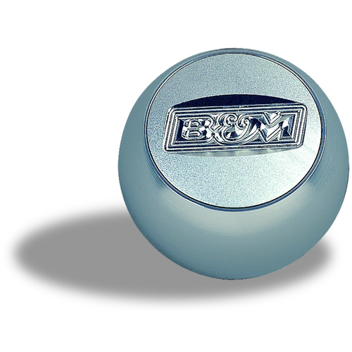B&M  Shift Knob, Round, Aluminum, Satin, B&M Logo, Automatic, Manual Transmission, Each