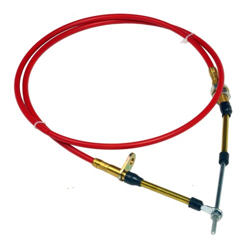 B&M Shifter Cable, Performance, 4 ft. Length, Morse Style, Eyelet/Threaded Ends, Red, Each