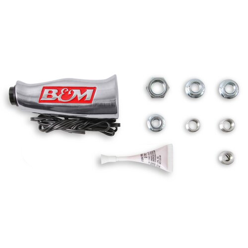 B&M Shift Knob, T-Handle, Aluminum, Brushed, B&M Logo, Automatic, Manual Transmission, Each