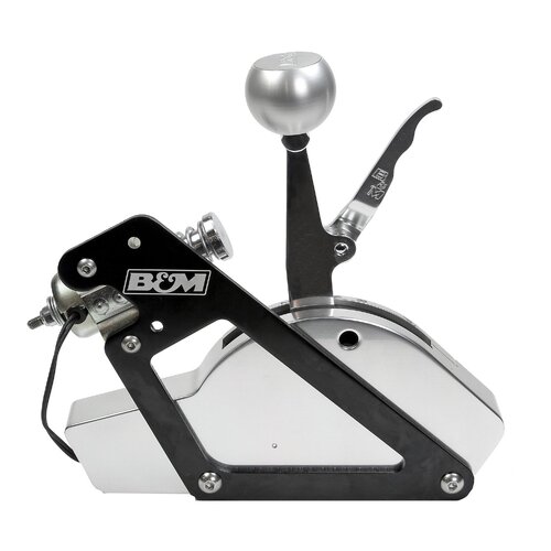 B&M Shifter Solenoid, Electric, Steel, Natural, Aluminum Black Anodized Bracket, 2 or 3-Speed Automatic, Pro/Street Bandit, Shifter Not Included, Kit