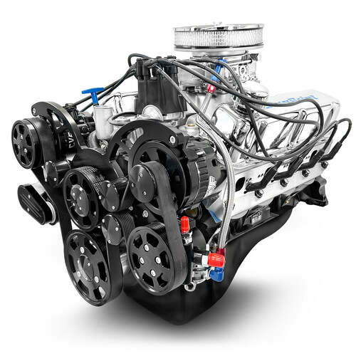 BluePrint Engines Crate Engine, For Ford Small-Block, 347ci, 415 HP, Deluxe Dressed with Black Pulley Kit, Carbureted, Each