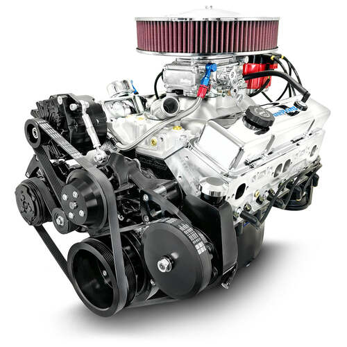 BluePrint Engines Crate Engine, For GM Chevrolet Small-Block, 350ci, 341 HP, Deluxe Dressed with Black Pulley Kit, Carbureted, Each