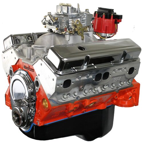 BluePrint Engines Crate Engine, Dressed, Long Block, SB Chev 383 Stroker, 436 HP, 443 TQ, New Block, Aluminum Heads, 750 cfm Carburetor